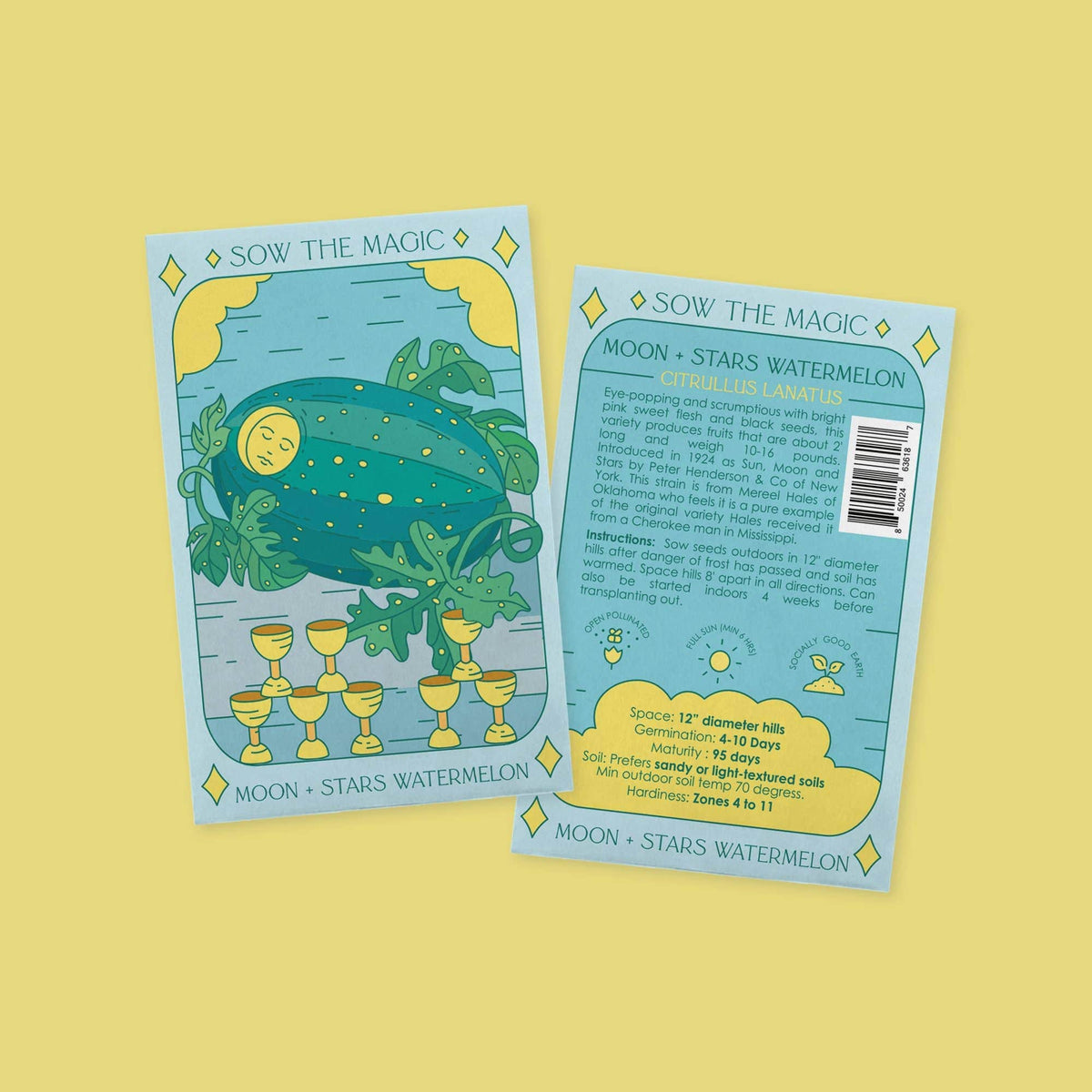 Sow the Magic Moon and Stars Watermelon Tarot Garden + Gift Seed Packet