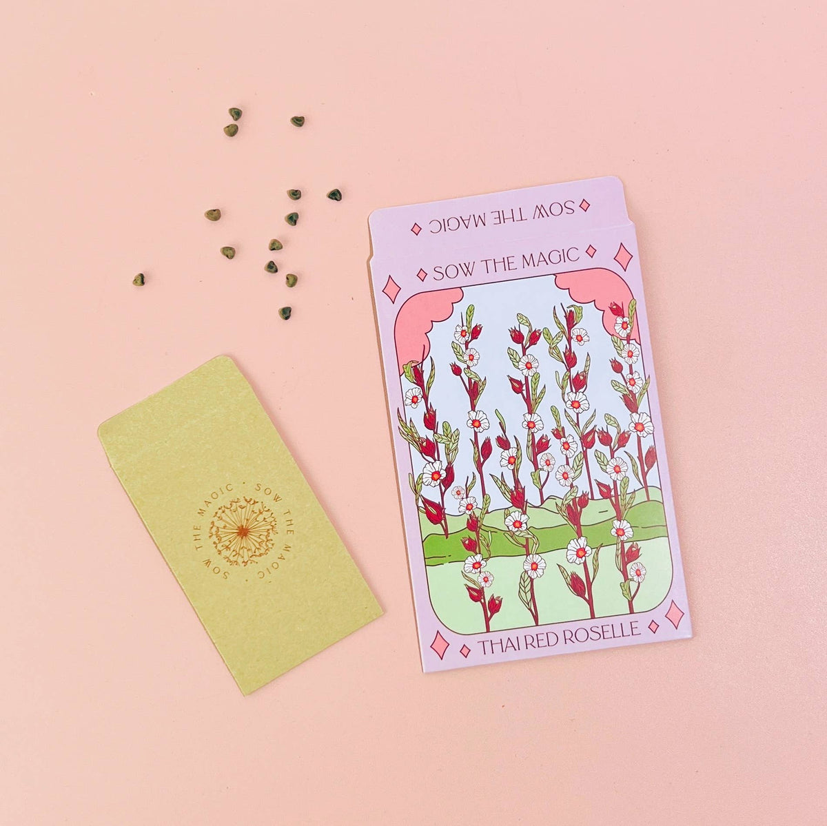 Sow the Magic Thai Red Roselle Hibiscus Tarot Garden + Gift Seed Packet
