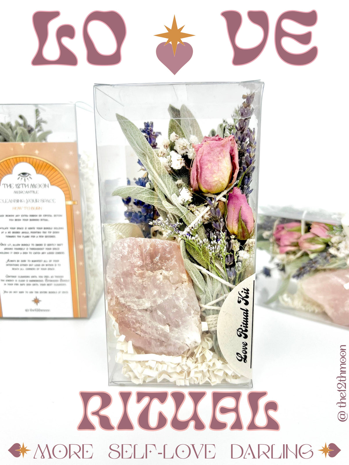 The 12th Moon LOVE RITUAL KIT - Self-Love & Gifting - Smoke Cleansing: Re-Usable Glass Jar