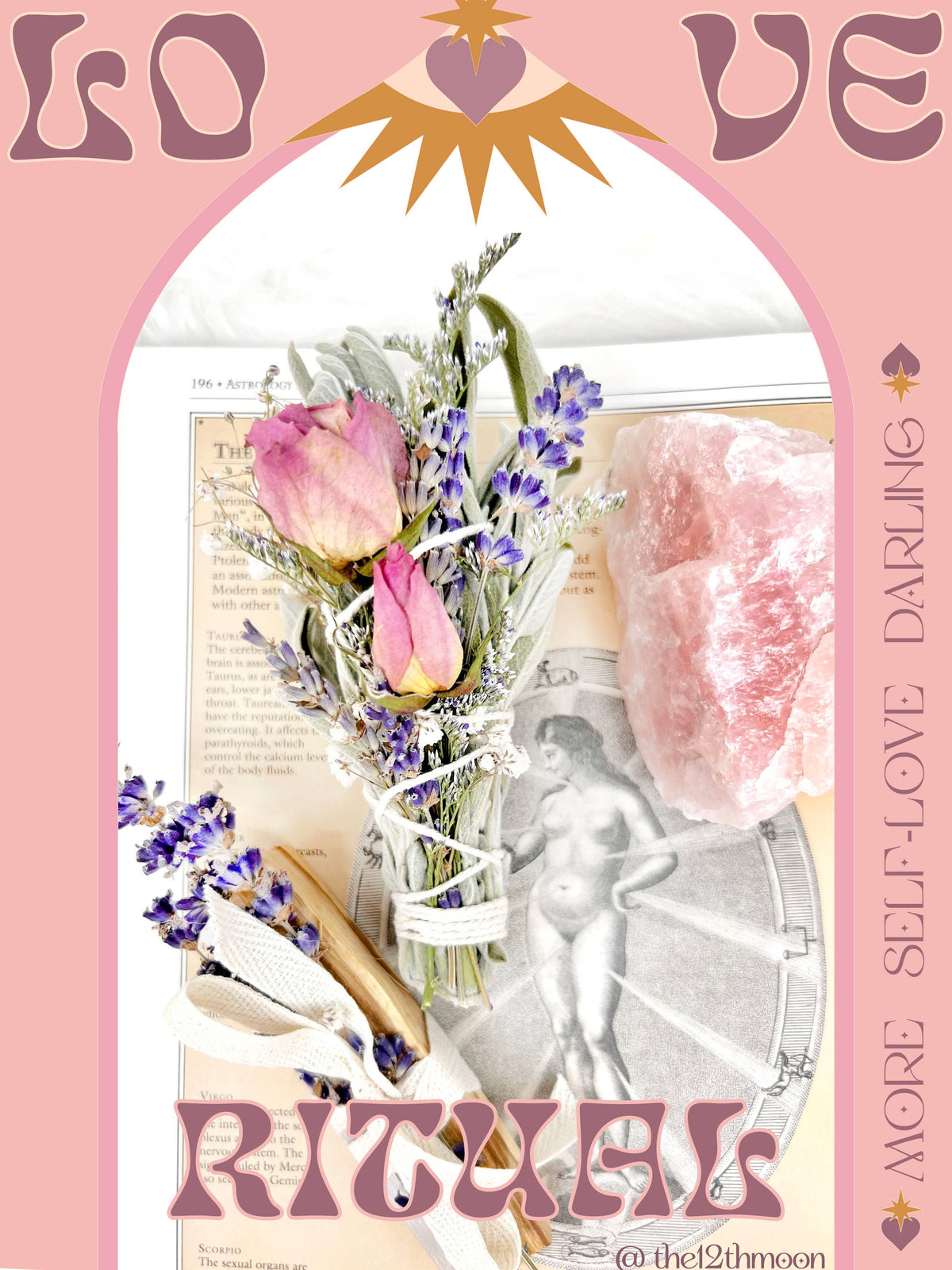 The 12th Moon LOVE RITUAL KIT - Self-Love & Gifting - Smoke Cleansing: Re-Usable Glass Jar