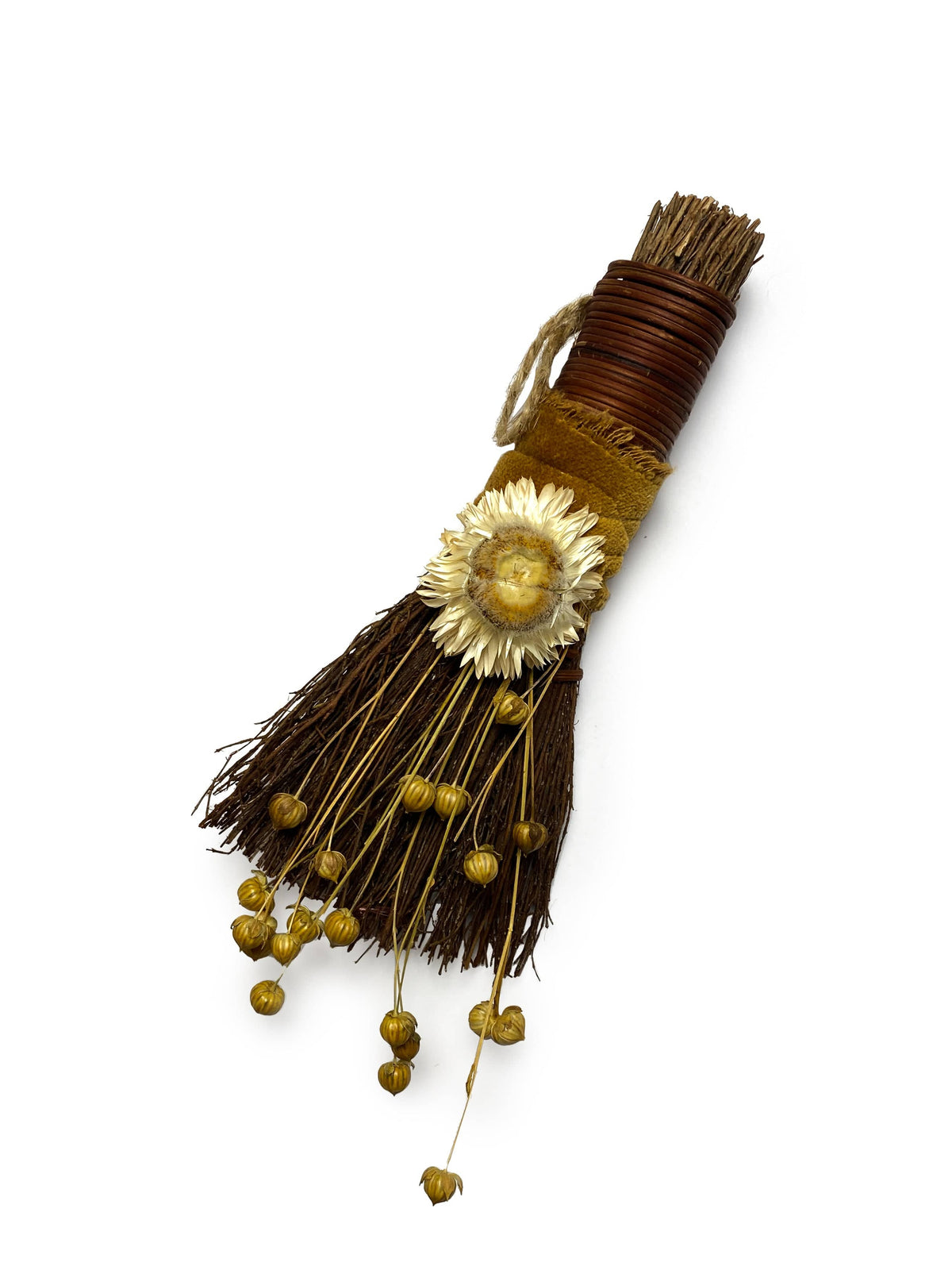 Topanga Window Decorative Broom Fragrant Mini Strawflower Cinnamon Broom